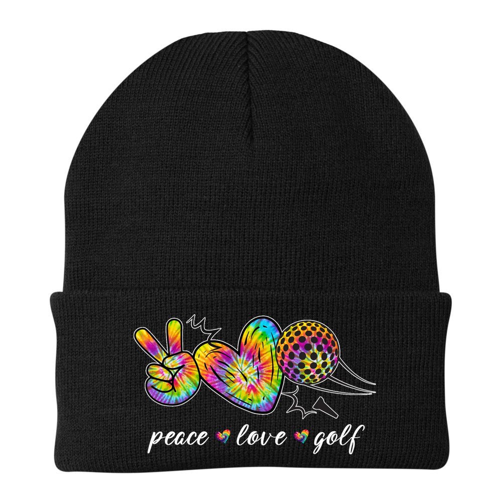 Peace Love Golf Rainbow Gift Beanie