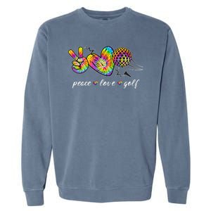 Peace Love Golf Rainbow Gift Garment-Dyed Sweatshirt