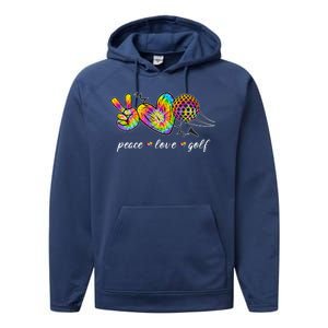 Peace Love Golf Rainbow Gift Performance Fleece Hoodie