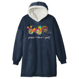 Peace Love Golf Rainbow Gift Hooded Wearable Blanket