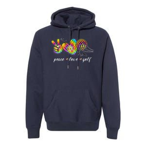 Peace Love Golf Rainbow Gift Premium Hoodie