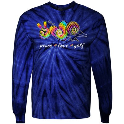 Peace Love Golf Rainbow Gift Tie-Dye Long Sleeve Shirt