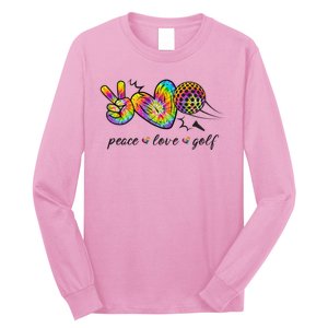 Peace Love Golf Rainbow Gift Long Sleeve Shirt