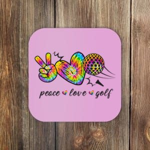 Peace Love Golf Rainbow Gift Coaster