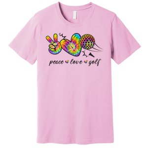 Peace Love Golf Rainbow Gift Premium T-Shirt