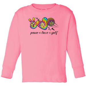 Peace Love Golf Rainbow Gift Toddler Long Sleeve Shirt