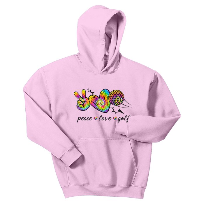 Peace Love Golf Rainbow Gift Kids Hoodie