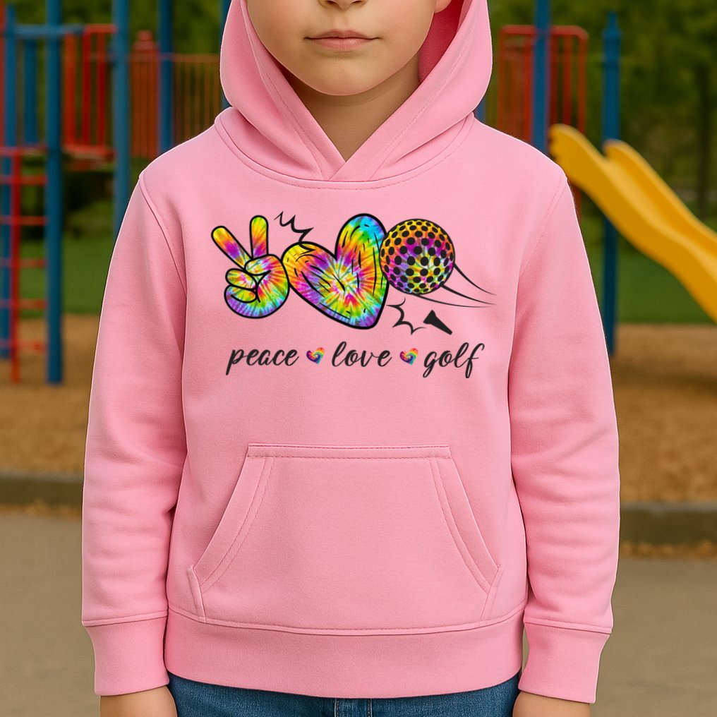 Peace Love Golf Rainbow Gift Kids Hoodie