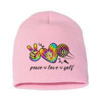 Peace Love Golf Rainbow Gift Short Acrylic Beanie