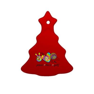 Peace Love Golf Rainbow Gift Ceramic Tree Ornament