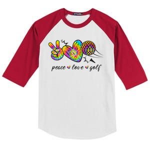 Peace Love Golf Rainbow Gift Kids Colorblock Raglan Jersey