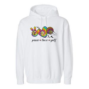 Peace Love Golf Rainbow Gift Garment-Dyed Fleece Hoodie