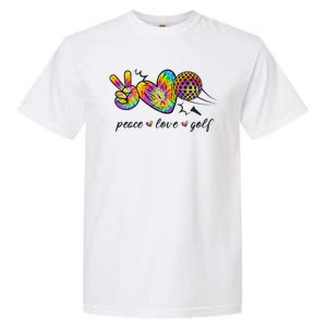 Peace Love Golf Rainbow Gift Garment-Dyed Heavyweight T-Shirt