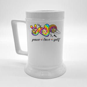 Peace Love Golf Rainbow Gift Beer Stein