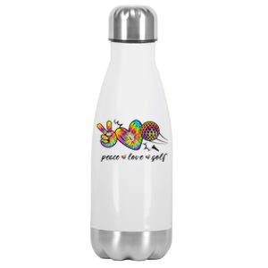 Peace Love Golf Rainbow Gift Stainless Steel Insulated Water Bottle