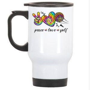 Peace Love Golf Rainbow Gift Stainless Steel Travel Mug