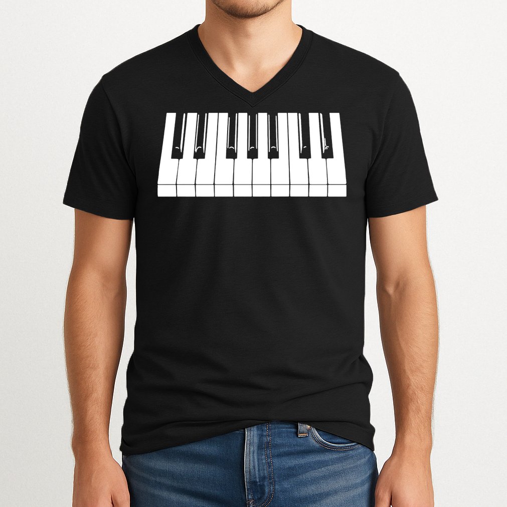 Piano Lover Gift Piano Keys Cool Keyboard Tee Keytar Beethoven V-Neck T-Shirt