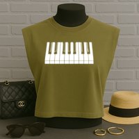 Piano Lover Gift Piano Keys Cool Keyboard Tee Keytar Beethoven Garment-Dyed Women's Muscle Tee