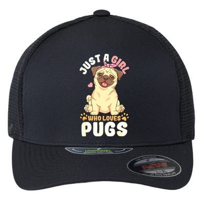 Pug Love Girl Flexfit Unipanel Trucker Cap