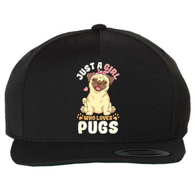 Pug Love Girl Wool Snapback Cap