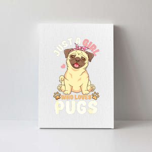 Pug Love Girl Canvas