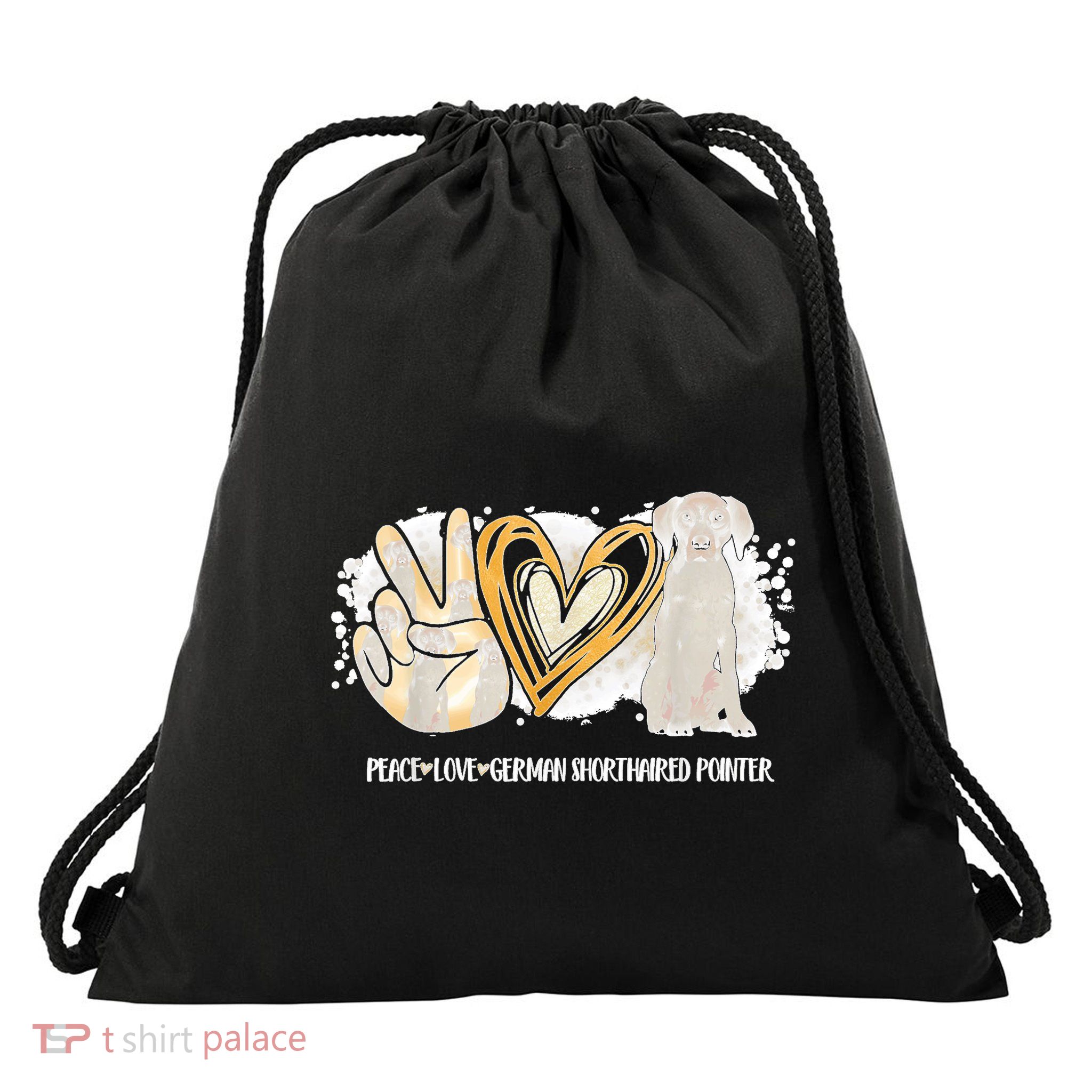 Peace Love Gsp German Shorthaired Pointer Dog Lover Drawstring Bag