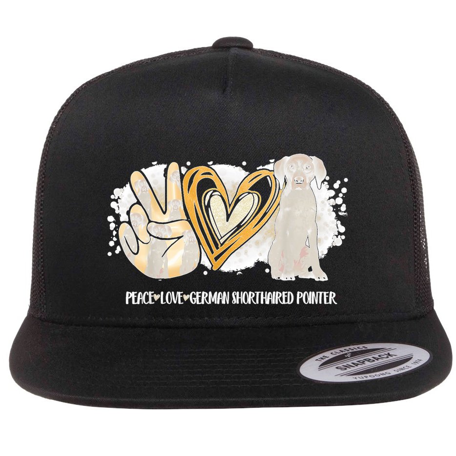 Peace Love Gsp German Shorthaired Pointer Dog Lover Flat Bill Trucker Hat