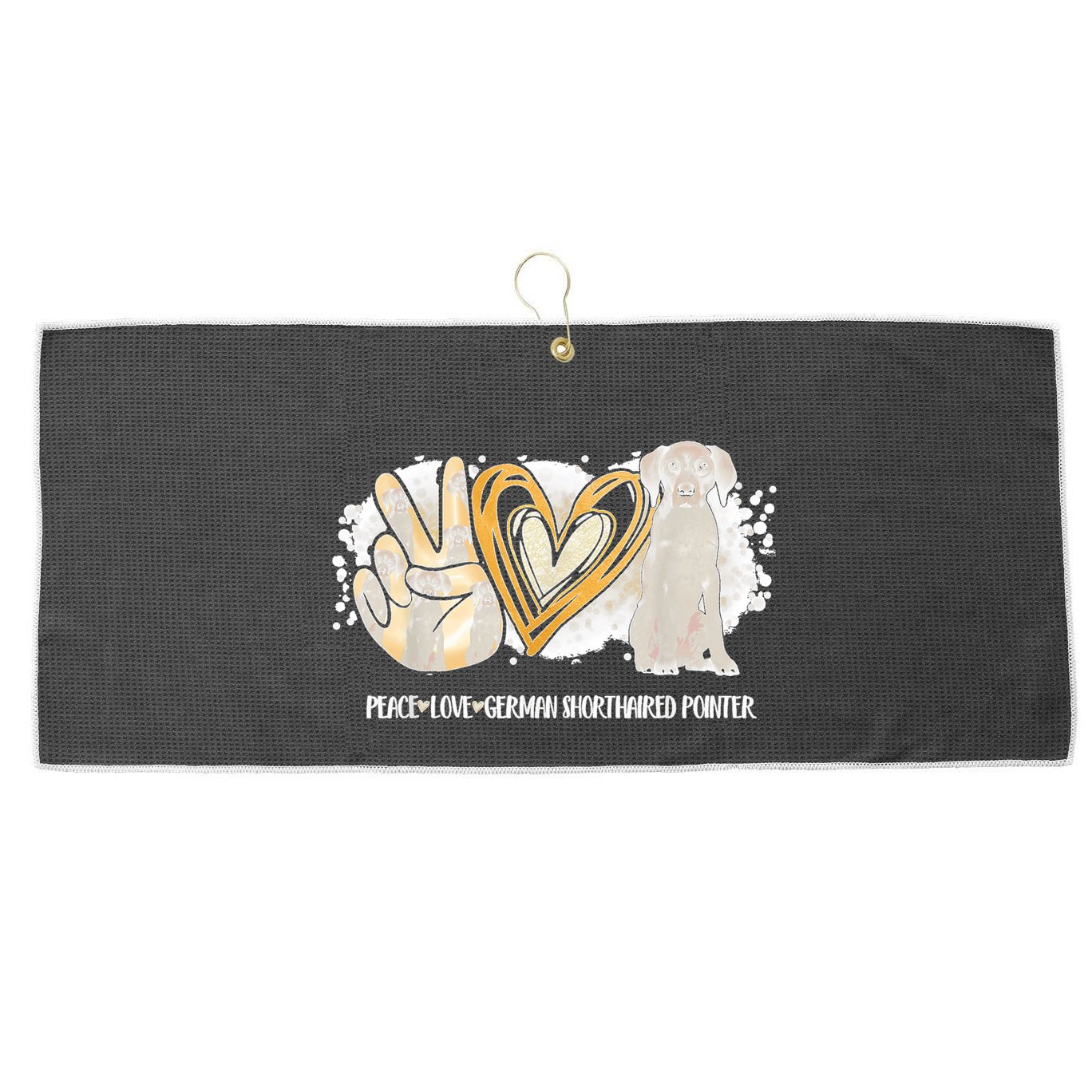 Peace Love Gsp German Shorthaired Pointer Dog Lover Large Microfiber Waffle Golf Towel