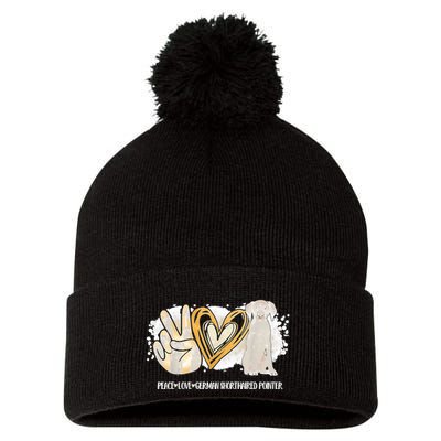 Peace Love Gsp German Shorthaired Pointer Dog Lover Pom Pom 12in Knit Beanie
