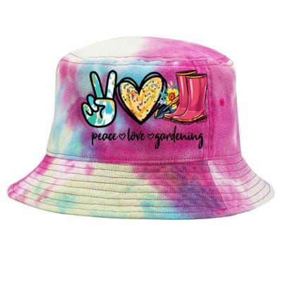 Peace Love Gardening Tools Flowers Garden Lover Fun Gardener Tie-Dyed Bucket Hat