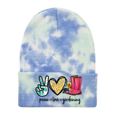 Peace Love Gardening Tools Flowers Garden Lover Fun Gardener Tie Dye 12in Knit Beanie