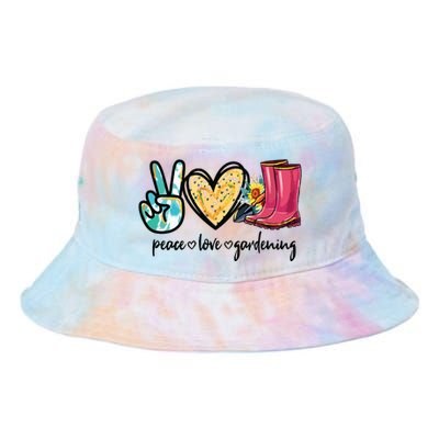 Peace Love Gardening Tools Flowers Garden Lover Fun Gardener Tie Dye Newport Bucket Hat