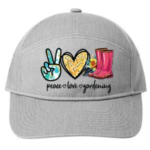 Peace Love Gardening Tools Flowers Garden Lover Fun Gardener 7-Panel Snapback Hat