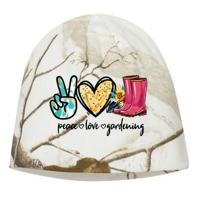 Peace Love Gardening Tools Flowers Garden Lover Fun Gardener Kati - Camo Knit Beanie