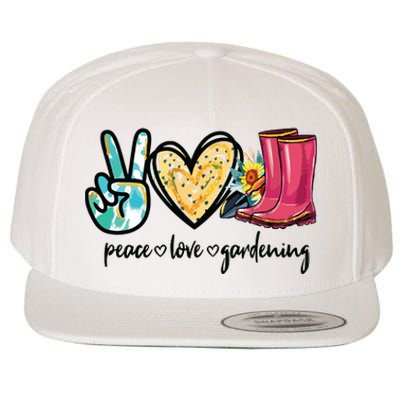 Peace Love Gardening Tools Flowers Garden Lover Fun Gardener Wool Snapback Cap