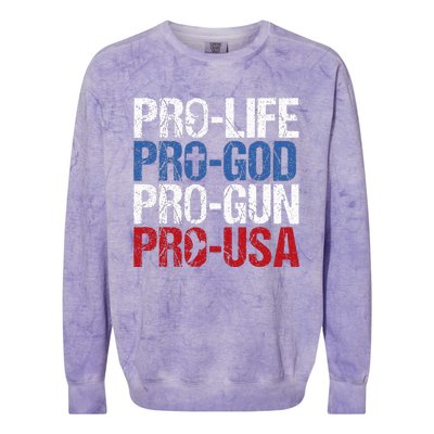 Pro Life God Gun Usa Conservative Republican Pro America Colorblast Crewneck Sweatshirt