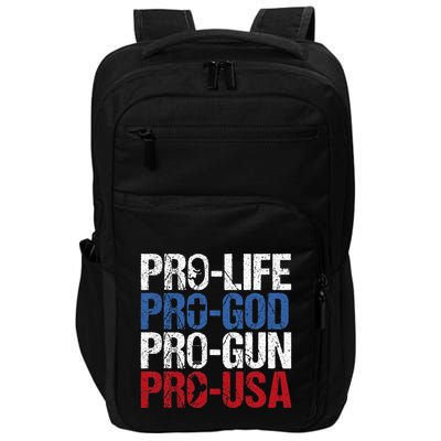 Pro Life God Gun Usa Conservative Republican Pro America Impact Tech Backpack