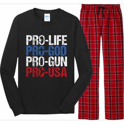 Pro Life God Gun Usa Conservative Republican Pro America Long Sleeve Pajama Set