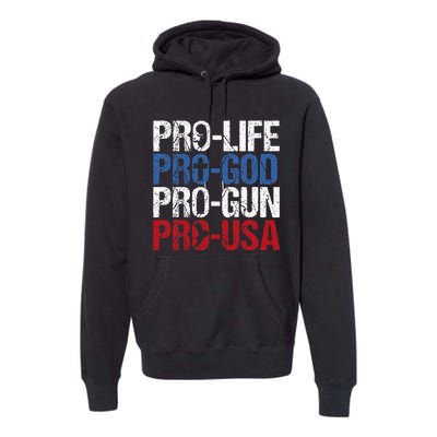 Pro Life God Gun Usa Conservative Republican Pro America Premium Hoodie