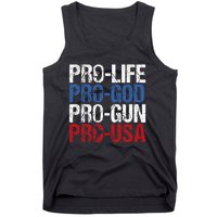 Pro Life God Gun Usa Conservative Republican Pro America Tank Top