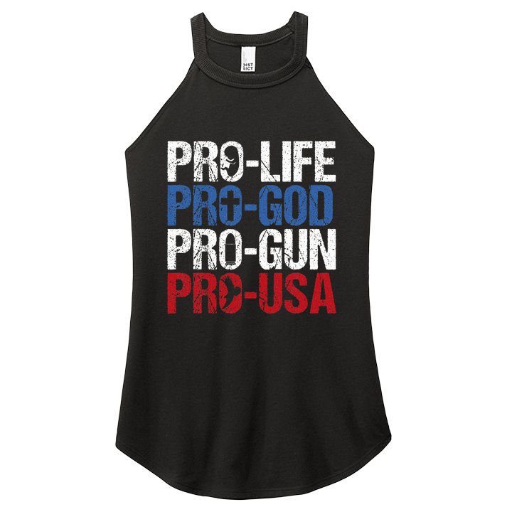 Pro Life God Gun Usa Conservative Republican Pro America Women's Perfect Tri Rocker Tank