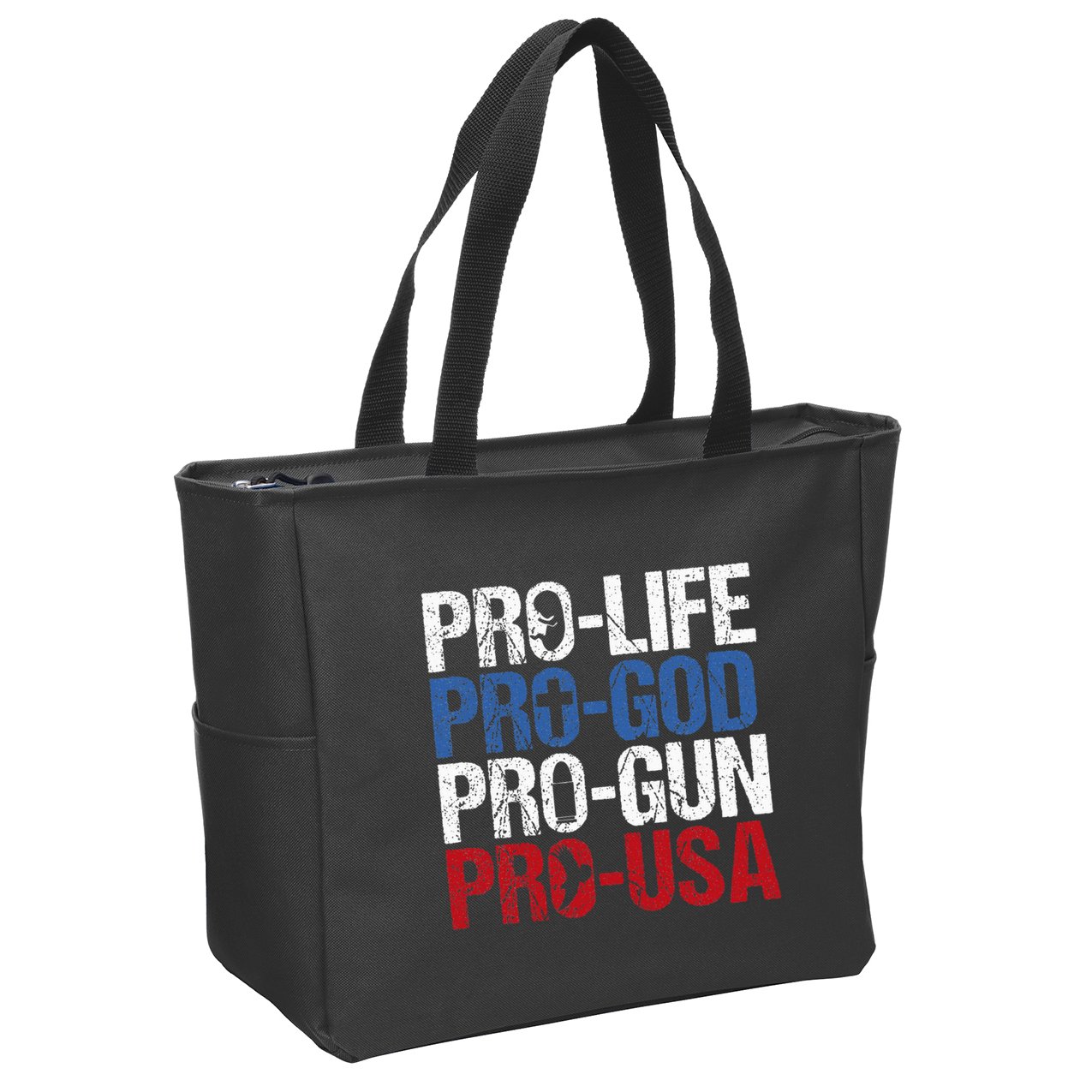 Pro Life God Gun Usa Conservative Republican Pro America Zip Tote Bag