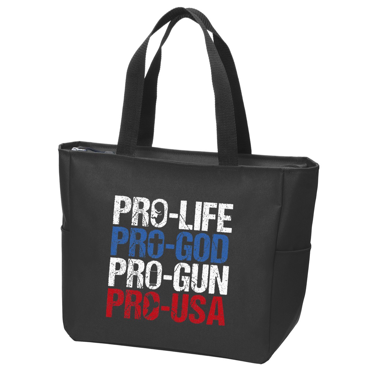 Pro Life God Gun Usa Conservative Republican Pro America Zip Tote Bag
