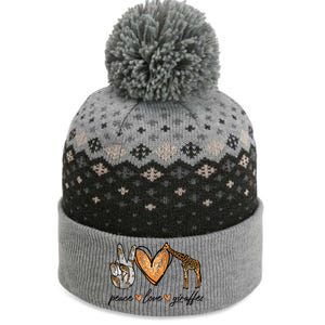 Peace Love Giraffes Gifts Peace Hand Sign Heart The Baniff Cuffed Pom Beanie