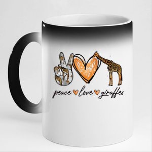 Peace Love Giraffes Gifts Peace Hand Sign Heart 11oz Black Color Changing Mug