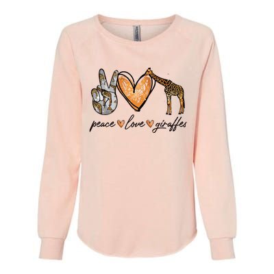 Peace Love Giraffes Gifts Peace Hand Sign Heart Womens California Wash Sweatshirt