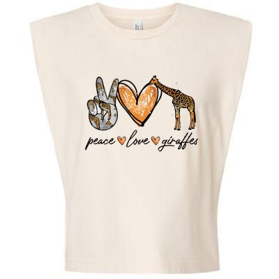 Peace Love Giraffes Gifts Peace Hand Sign Heart Garment-Dyed Women's Muscle Tee