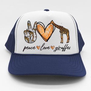 Peace Love Giraffes Gifts Peace Hand Sign Heart Trucker Hat