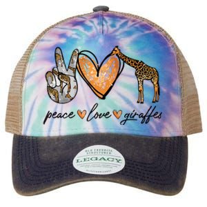 Peace Love Giraffes Gifts Peace Hand Sign Heart Legacy Tie Dye Trucker Hat