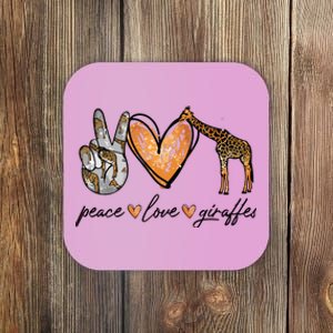 Peace Love Giraffes Gifts Peace Hand Sign Heart Coaster